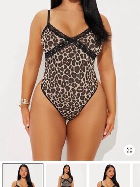 Fashion Nova 
Spotted You Leopard Lace Trim Bodysuit - Leopard